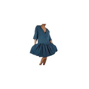 One Teaspoon Starry Night Boho Wrap Dress, Navy Blue & White, Large